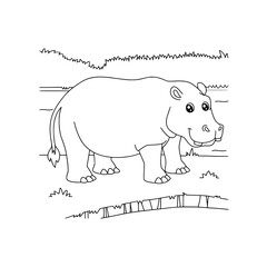 Hippo - Animal Coloring Page for Kids