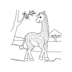 Fototapeta premium Zebra Grazing on Grass – Animal Coloring Page for Young Learners
