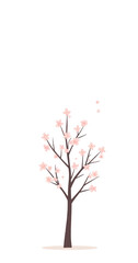 Fototapeta premium Minimalist cherry blossom tree illustration on white