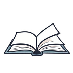 Open book illustration with blue cover and white pages