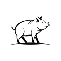 pig silhouette logo vector line art logo design