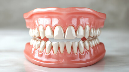 Obraz premium Full Mouth Dental Implants. 3d render of jaw with teeth over white background. 3d illustration. 