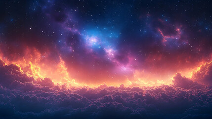 Fototapeta premium Stunning cosmic landscape showcasing vibrant nebulae and colorful clouds at twilight