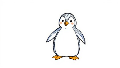 Obraz premium Cute cartoon penguin standing against a white background 
