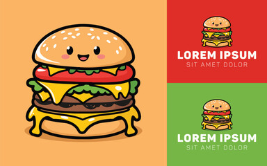 Minimalist Burger Icon Design with Bold Colors and Clean Lines