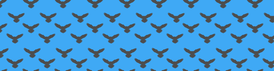 the bird is gray on a blue background pattern,