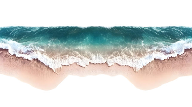 Aerial Photo Of Beach Waves Turquoise Water And Sand Isolated Background