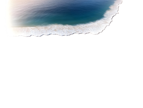 Aerial Photo of Ocean Waves Meeting Sandy Coast on Transparent Background