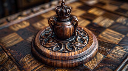 A beautifully polished oak crafted emblem