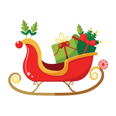 Naklejka premium Christmas sleigh clipart on white background