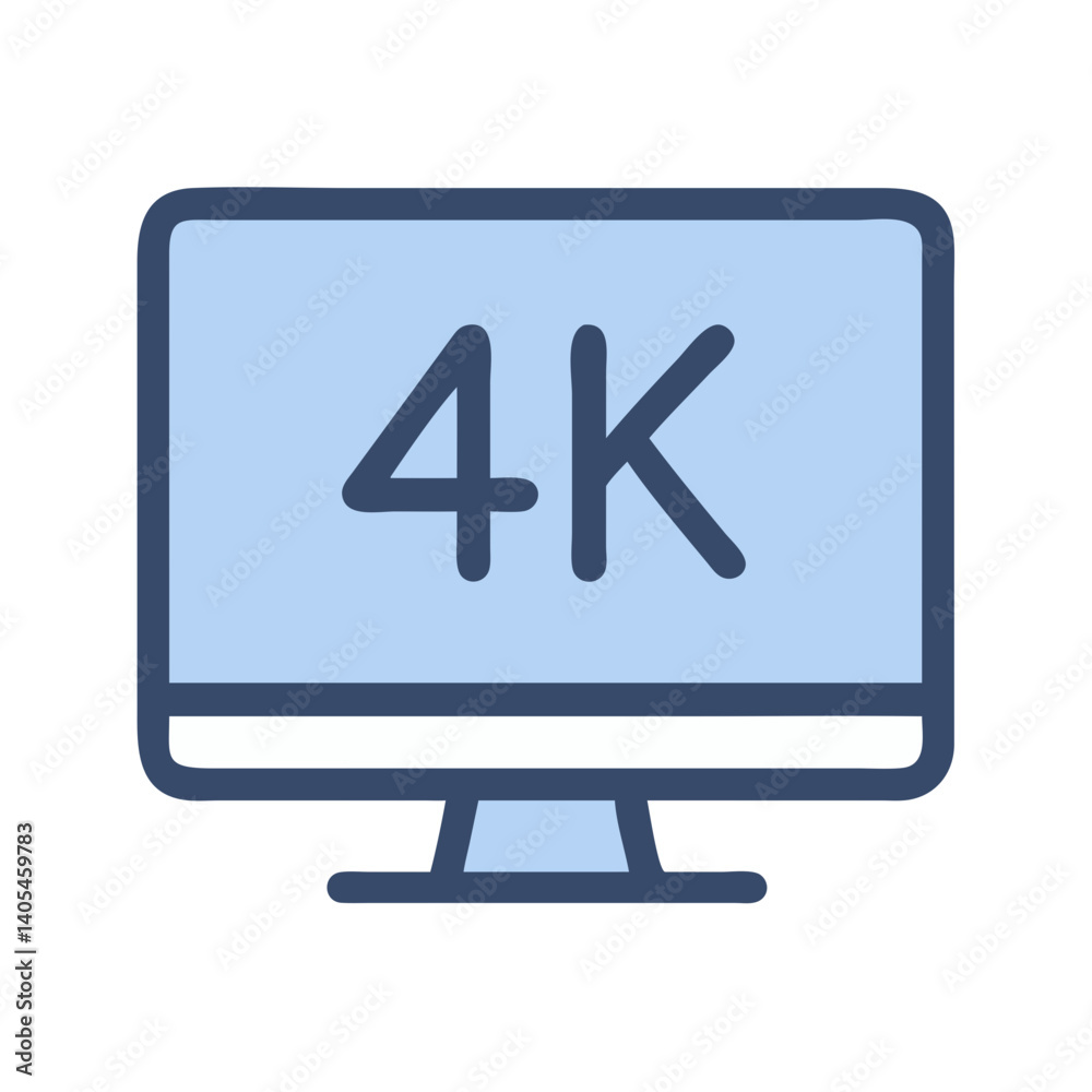 Poster 4K Monitor Icon – High Definition Display and Resolution Symbol