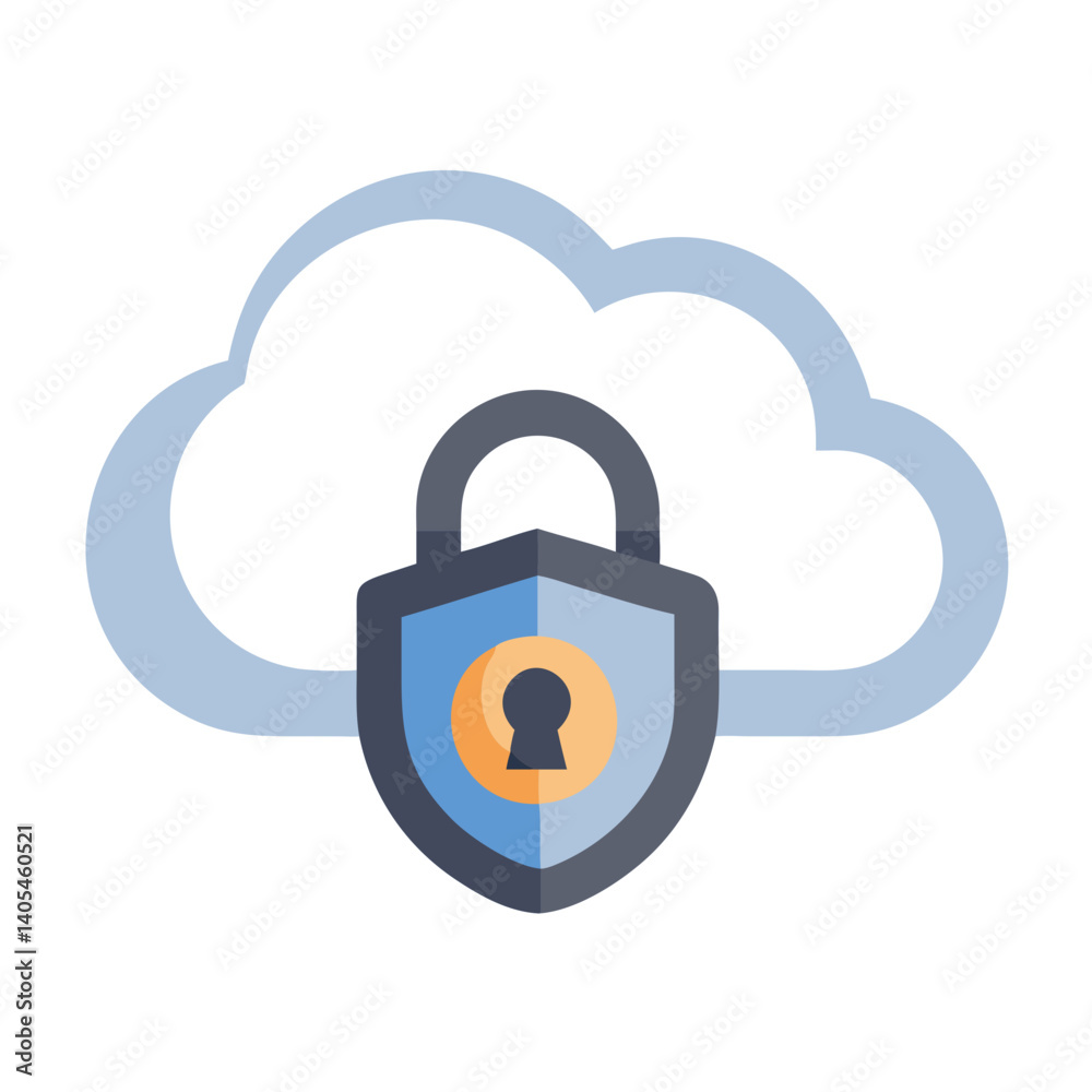 Leinwandbilder cloud with lock shield icon representing secure cloud storage and data protection
