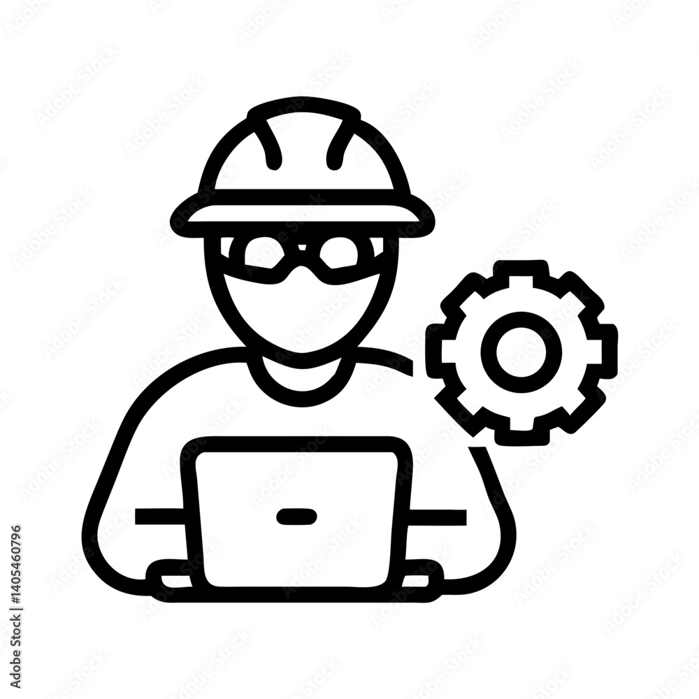 Aufkleber Cybersecurity Engineer Icon Representing IT Security Expert and Digital Threat Protection