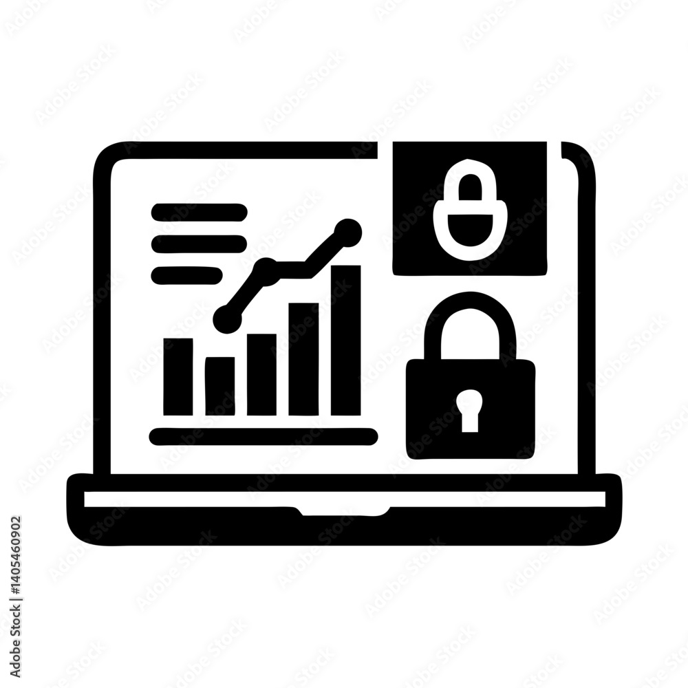 Poster Data Dashboard with Lock Icon Representing Secure Analytics and Protected Information Access