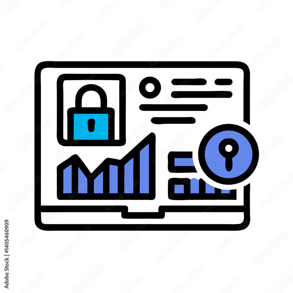 Aufkleber Data Dashboard with Lock Icon Representing Secure Analytics and Protected Information Access