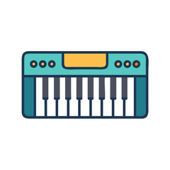 Electric Keyboard Icon Representing Digital Musical Instrument and Electronic Piano