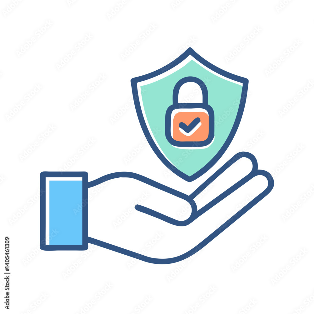 Aufkleber Hand with Shield Lock Icon Representing Data Protection and Secure Access Control