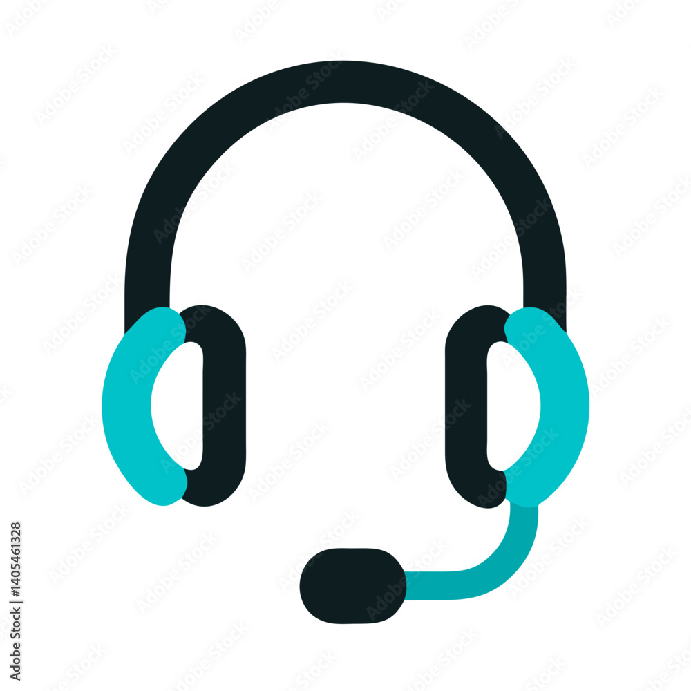 Poster headset icon representing audio communication and listening device