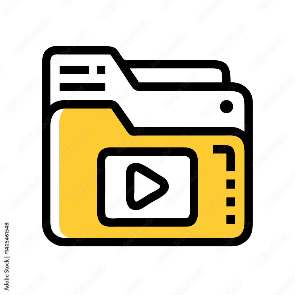 Aufkleber media folder icon representing digital file storage and multimedia organization
