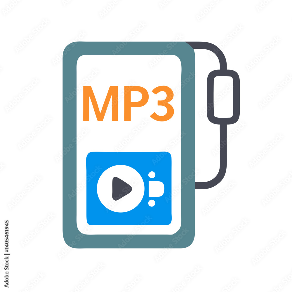 Poster Portable Music Player Icon Representing Mobile Audio Device and On-the-Go Listening