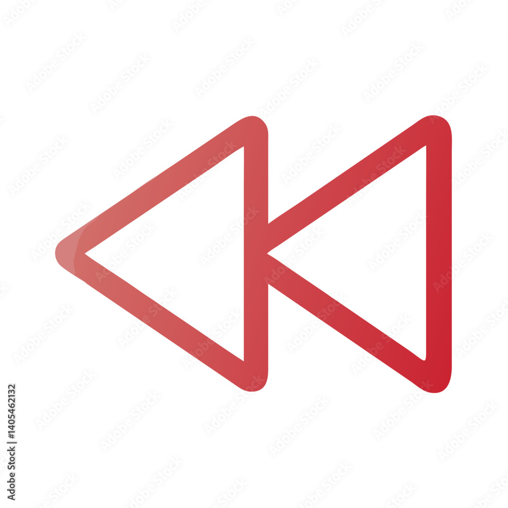 Leinwandbilder Rewind Button Icon Representing Media Playback Control and Reverse Function