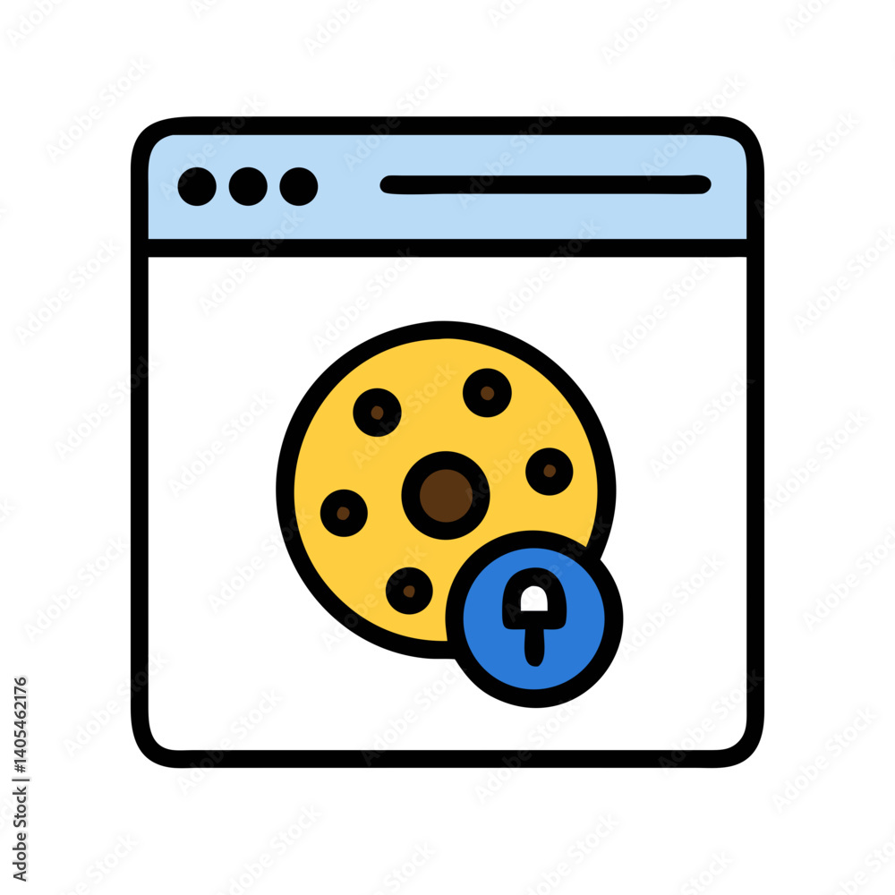 Poster Secure Cookie Icon Representing Protected User Data and Privacy Settings