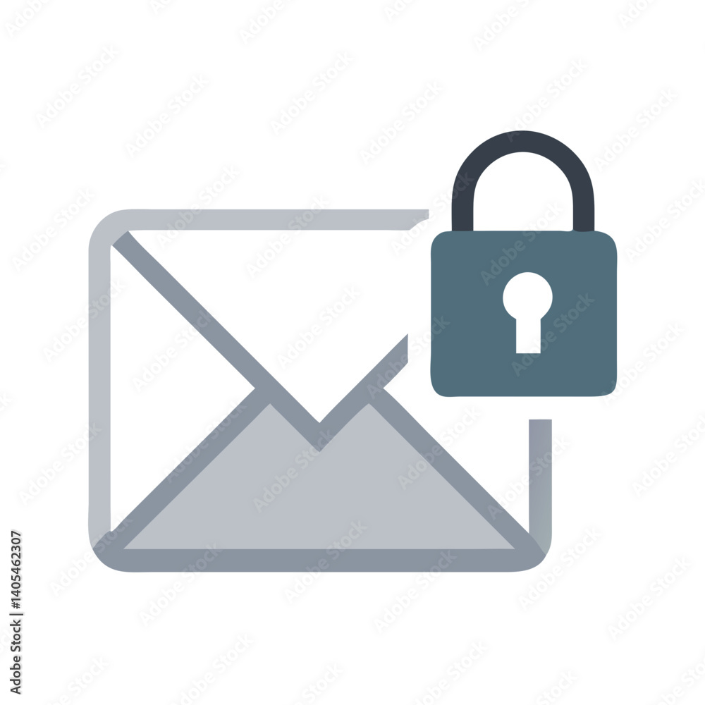 Poster secure email icon representing encrypted messaging and protected communication
