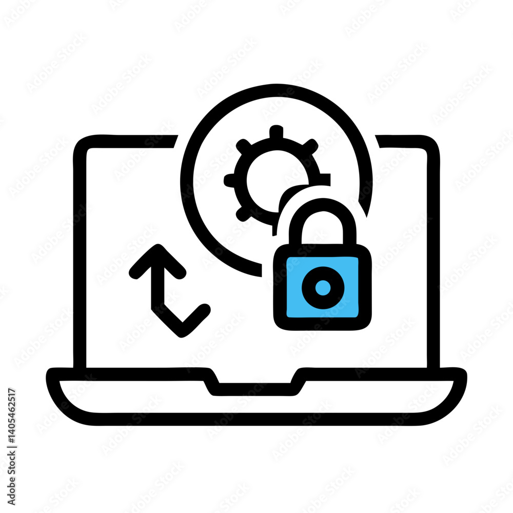 Poster Software Update with Lock Icon Representing Secure System Upgrade and Protected Installation