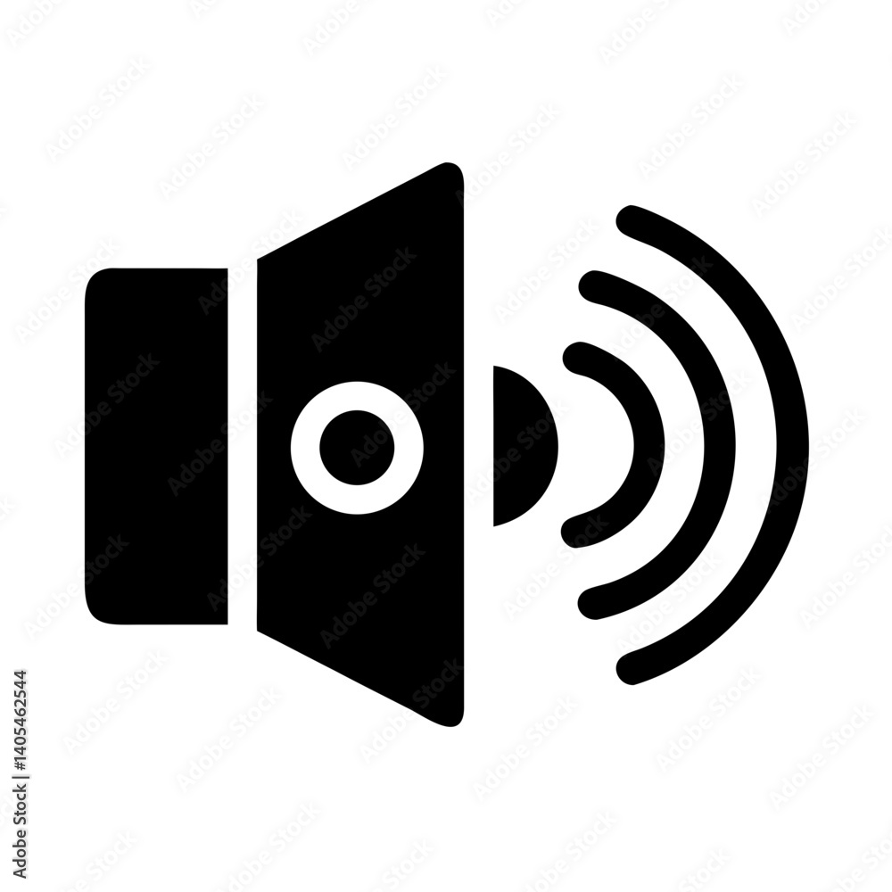 Poster Speaker with Sound Waves Icon Representing Audio Output and Volume Transmission