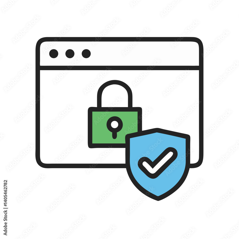 Poster Unlocked Browser with Shield Check Icon Representing Secure Access and Verified Website