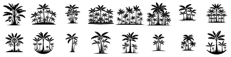 banana tree silhouette vector set © logo