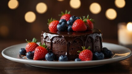 Decadent Chocolate Mousse Cake with Fresh Berries
