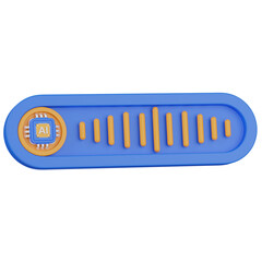 3d render AI Chip with Audio Waveform icon 