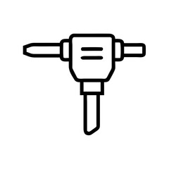 Illustration of a jackhammer tool with a black outline and white background in a simple style design
