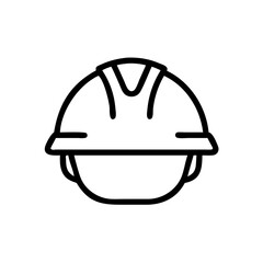 Illustration of a construction hard hat with a simple black outline and white background design style