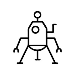 Illustration of a lunar lander with four legs and a circular window in a simple line art style © whaption65288