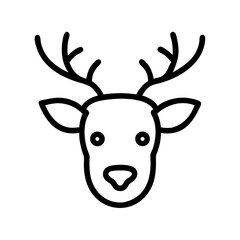 Illustration of a deer head with antlers in a simple outline style on a white background design image