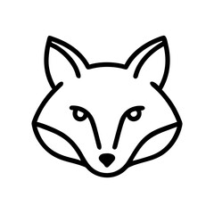 Fox head outline with pointed ears and a small triangle nose in a simple black and white design style