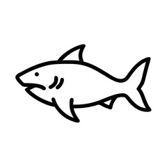Outline drawing of a shark with visible fins and gills, simple and minimalist design on a white background