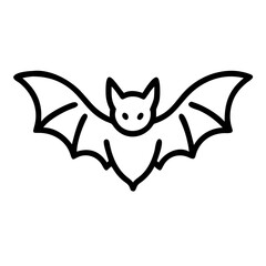 Obraz premium A simple line drawing of a bat with its wings spread out against a white background centered perfectly
