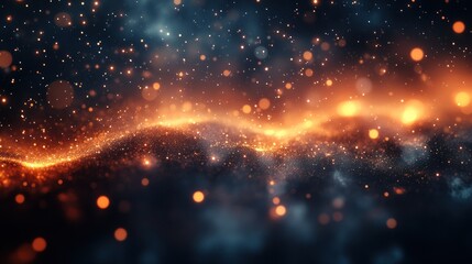 Naklejka premium Abstract Cosmic Dust and Nebula: A Celestial Tapestry of Orange and Blue Hues