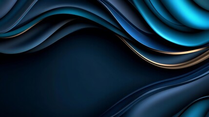 Obraz premium Elegant Blue Gold Abstract Waves Background.