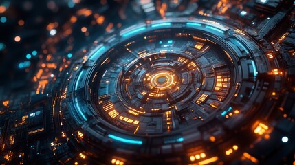 Fototapeta premium Futuristic Technology: Abstract Circular Mechanism