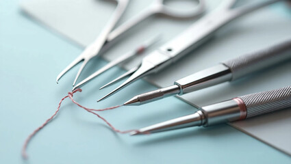 Fototapeta premium set of surgical instruments in the operating room in hospital