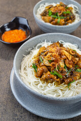 Misoa ayam jamur kecap. Misoa with Chicken and Mushrooms in Soy Sauce is a comforting Asian noodle dish featuring thin wheat noodles cooked in a rich, savory broth