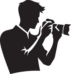 Silhouette of a Male Photographer with DSLR Camera in Action

