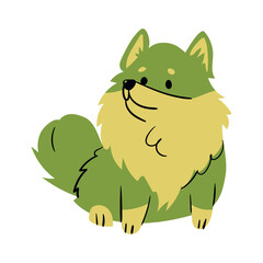 Cute vector doodle illustration of a Pomeranian dog. Hand-drawn sketch style, isolated on white background. Fluffy, cheerful, perfect for pet designs, stickers, and dog-themed decor. EPS format