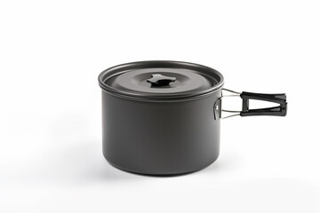 Copper pan on white background.