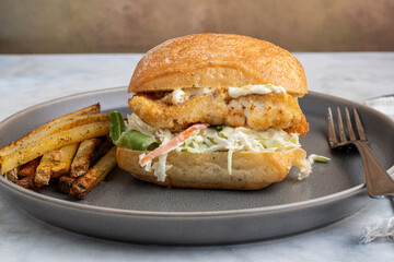 haddock fillet sandwich with  french fries