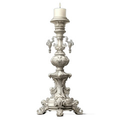 Fototapeta premium Elegant candle holder, intricately designed vintage decor piece, perfect for adding charm to home settings, copy-space included. Isolated on white background or PNG